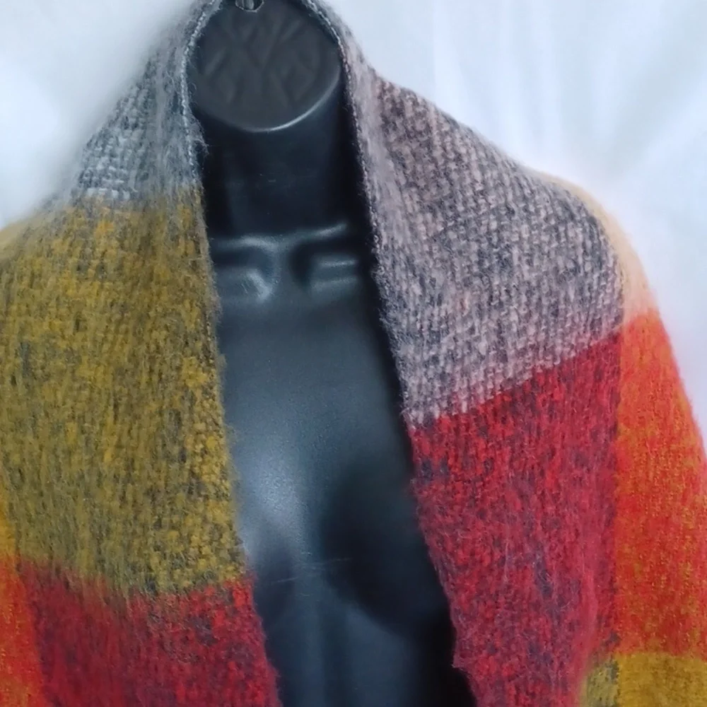 Lucky‎ Brand OS Thick Knit Plaid Scarf Colorblock